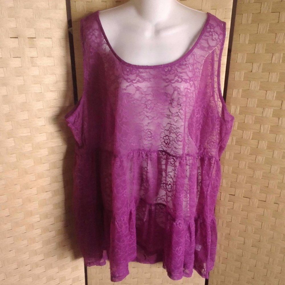 Womens Torrid Tiered Sheer Tunic Tank Top Size 4, 4x, 26